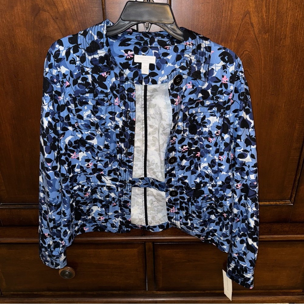 NWT Charter Club Blue Floral Jacket - Picture 2 of 7